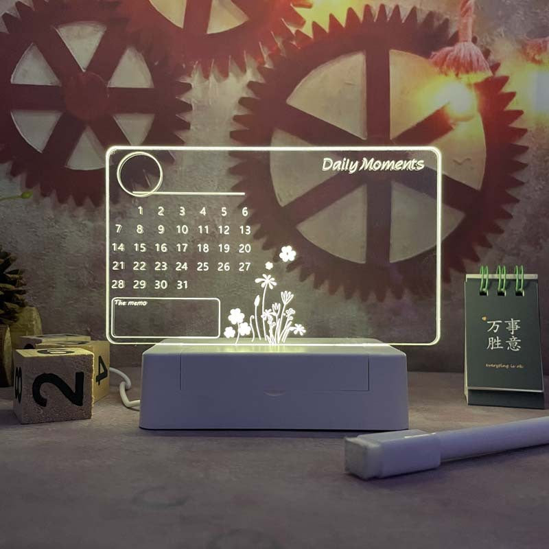 LED-Lit Acrylic Desk Calendar & Memo Board