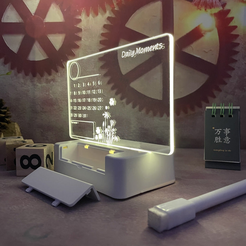 LED-Lit Acrylic Desk Calendar & Memo Board