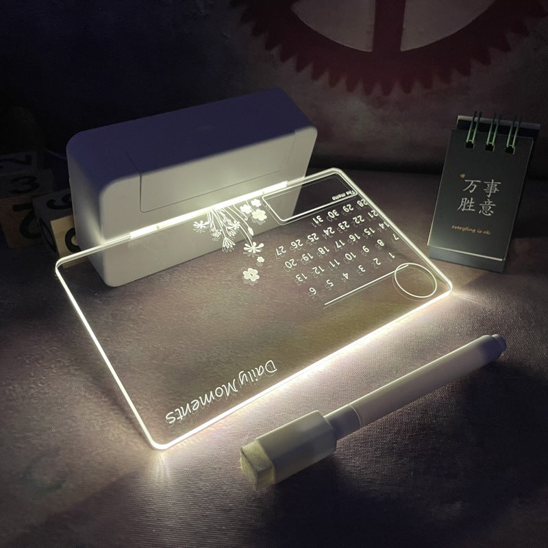 LED-Lit Acrylic Desk Calendar & Memo Board