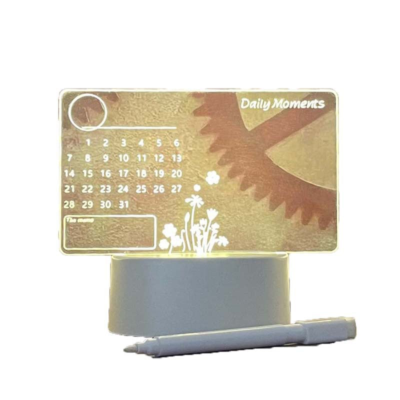 LED-Lit Acrylic Desk Calendar & Memo Board