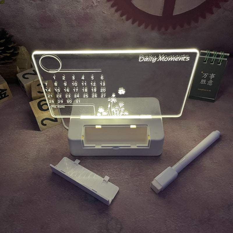 LED-Lit Acrylic Desk Calendar & Memo Board